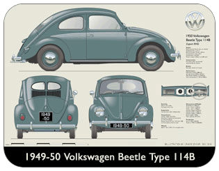 VW Beetle Type 114B 1949-50 Place Mat, Medium